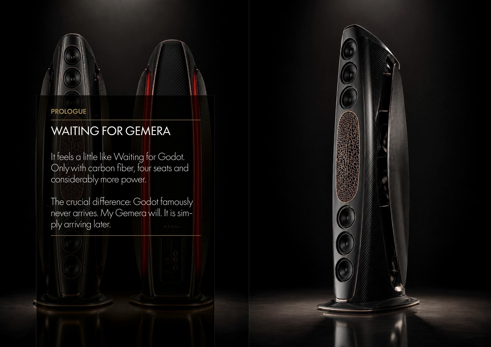 Prologue: two APANI Music Transformers in the dark, waiting for Gemera